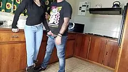 Quickie kitchen fuck standing sex