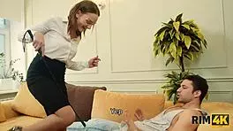 Wow, check out this russian teen 18+ mistress rimming and blowing in the workspace!