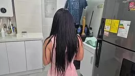 Damn! A Plumber Forces a Beautiful Colombian to Swallow His Load!