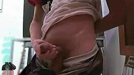 skinny young babe masturbates big monster cock in shop back