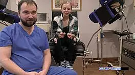 Dr Tampa Tests Human Guinea Pigs with Ava Siren Spreading in Latex Jeans