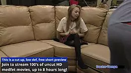 Dr Tampa Tests Human Guinea Pigs with Ava Siren Spreading in Latex Jeans