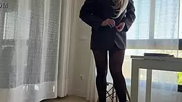 Boss Fucked Me Hard Through Pantyhose on Work Desk