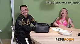 perla rubia returns for rough casting with young candidates and monster cock