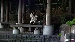 Skinny Japanese teen gives blowjob to stranger in car during porn casting 😏