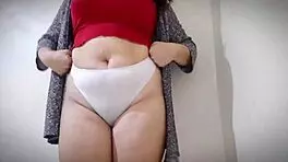 Look at this Asian mom teasing her huge tits and chubby pussy in POV close-up!