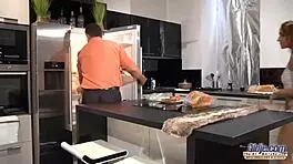 teen gives blowjob to grandpa and rides his cock