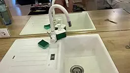 Petite blonde flashes pussy in porn casting