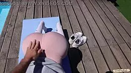 Neighbor Spies On Morning Yoga By The Pool And Joins Me