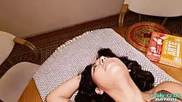 Petite Colombian teen handles huge foreign cock hard