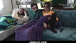 petite asian stepsister sneaks a ride on stepbrother’s cock beside stepmom