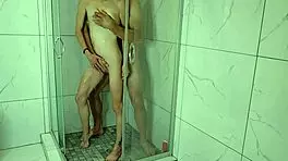 Morning Blowjob in Shower Gagging Cum in Mouth