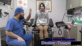 dr tampa checks out zombae's petite frame in her first gyno exam