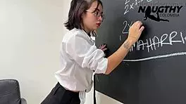 rebellious latina student teases with petite 18+ body before class