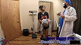 dr tampa checks out zombae's petite frame in her first gyno exam