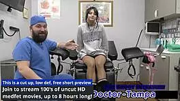 dr tampa checks out zombae's petite frame in her first gyno exam