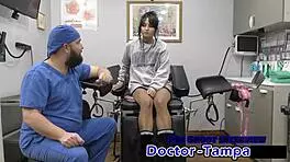 dr tampa checks out zombae's petite frame in her first gyno exam
