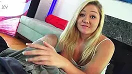 Blonde Babe with Natural Tits Enjoys Rimming and Dirty Talk in POV Interview