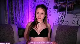 Jerk Off to Stunning Babe in Lingerie Giving Footjob on Bed!