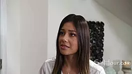 teen latina xxlayne works nuru magic, turning worried man into smiling fool for weeks