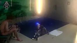 hey, join us for a wild threesome with friends at the motel pool