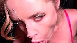 Young Blonde Babe Delivers Wet, Slobbering Blowjob with Big Tits in POV