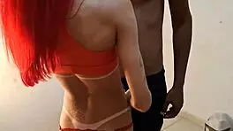 this redhead teen is fucking a follower on the channel