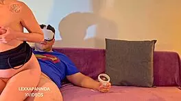 while you play with glasses, she sucks cock and fucks hard