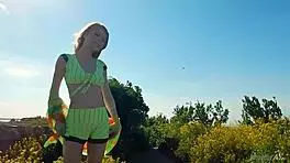 Spunky Teen Model Gets Naked Outdoors