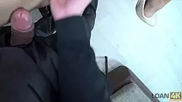 loan4k negotiating with the naked lingerie store owner for sex, blowjob, and licking her big tits