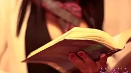 wet shaved pussy glasses girl fingering deep in cunt