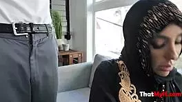 This hijab milf Kylie Kingston bangs the repairman behind closed doors