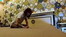 Feeling Bored And Ignored: Hot Tight Pussy Skinny Redhead Braless And No Panties On The Bed In Black Stockings.