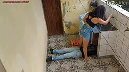 Hotwife Pays Plumber Sucking Cock While Husband Works