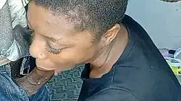 African teen expertly handles monster cock with sloppy enthusiasm, ending in facial.