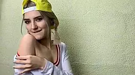 horny teen 18+ teases classmate, ends up drenched in cum on big tits.