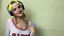 horny teen 18+ teases classmate, ends up drenched in cum on big tits.