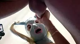 Intense Milf Blowjob with Pigtails, Pantyhose, Big Tits, Cum in Mouth