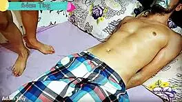 cheating wife ties up husband's best friend for dirty bedroom jerk-off vid