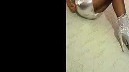 total silver and fishnet pantyhose on big ass