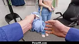 Perv Security Guard Pulling Out Cock for Different Kind of Talk with Teen in Shop