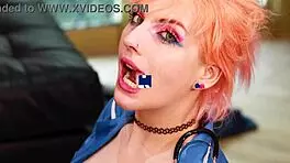 Victoria Greene sucks cock at milking table, uniform drenched in cum! 💦