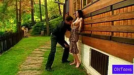 Kattie and Kristof share a fun outdoor dorm moment.