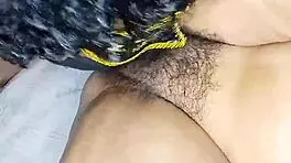 Licking Very Hot Desi Indian Bhabhi's Hairy Pussy With Moaning