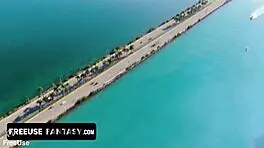 Teasing skinny girl in 3 some blowjob and sideways fucking with not sister