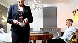 Short Hair Tutor Cheats With Disciple In Stockings