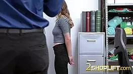 petite shoplifter teen surprises with deep throat blowjob on hidden cam