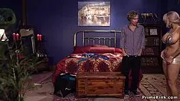 young dude rough bangs tied busty milf with choking and gagging