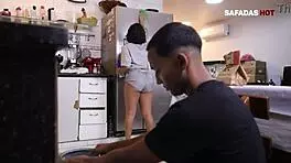 Latina Amateur Sucks Delivery Guy's Big Cock in Lingerie POV