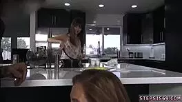 In this casual scene, hot teen dances striptease, gets clothes ripped, and enjoys bondage threesome with family